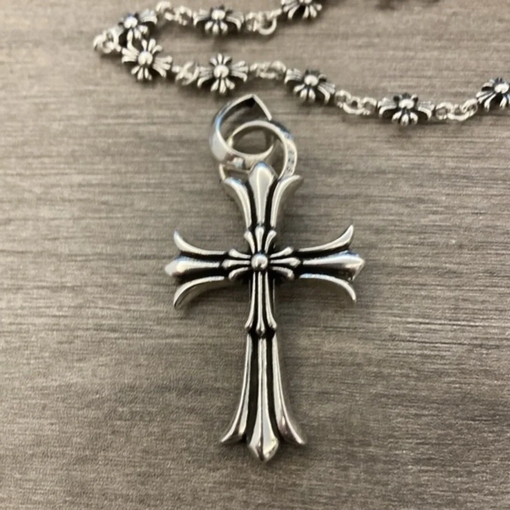 Chrome Hearts Silver Cross Pendant Necklace
